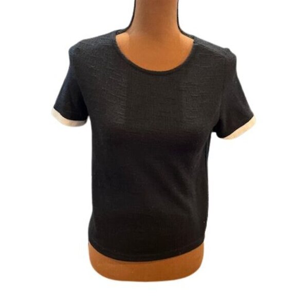 Zara Tops - Zara Trafaluc Short Sleeve Shirt in Back with White Detail on Sleeves – Medium